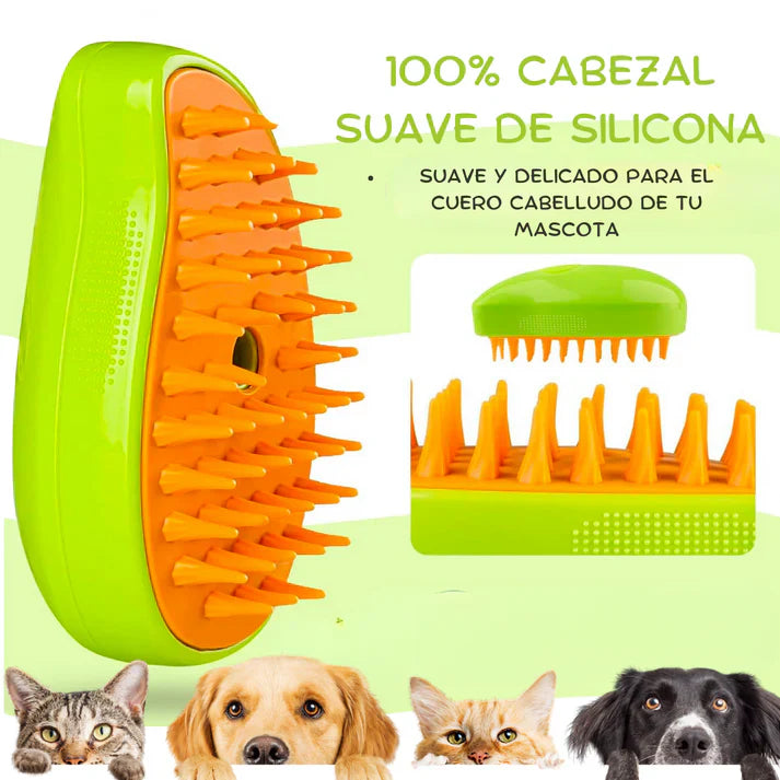 Cepillo de vapor para perros y gatos 3 en 1 auto limpiante (elimina el mal olor)