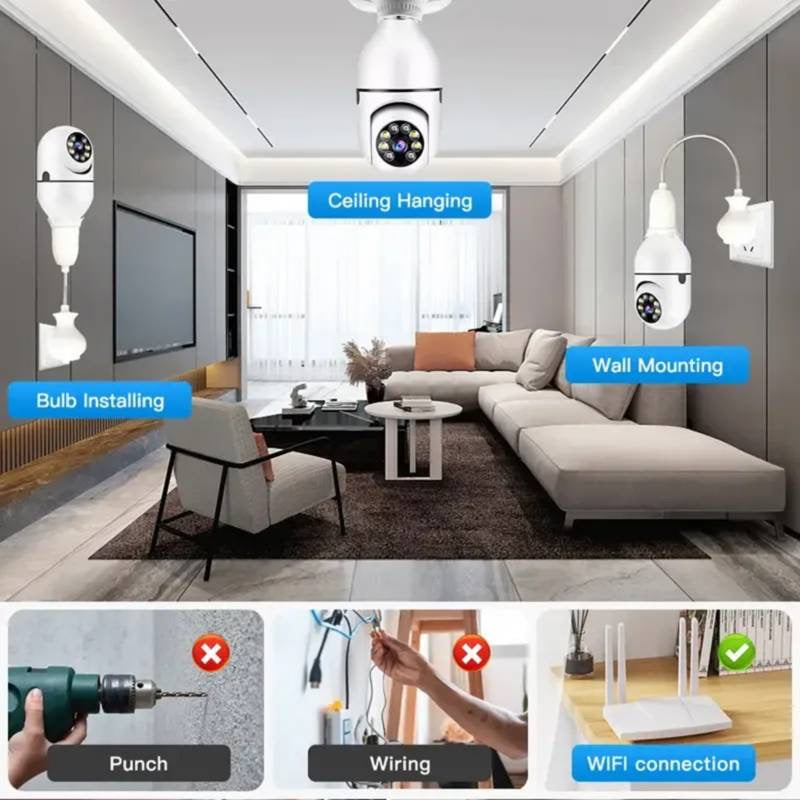FOCO CÁMARA WIFI DE SEGURIDAD 1080P 360°